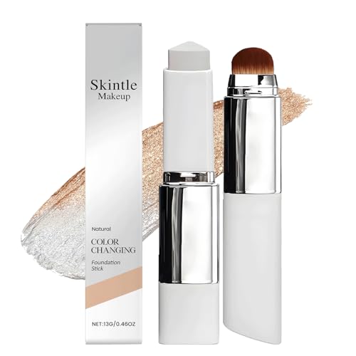 Skintle Makeup Skintle Foundation 2 In 1 Korean Color-Changing Foundation Stick With Brush.Medium To Full Coverage Makeup Dual-Ended with Detachabl - Natural (1pcs)
