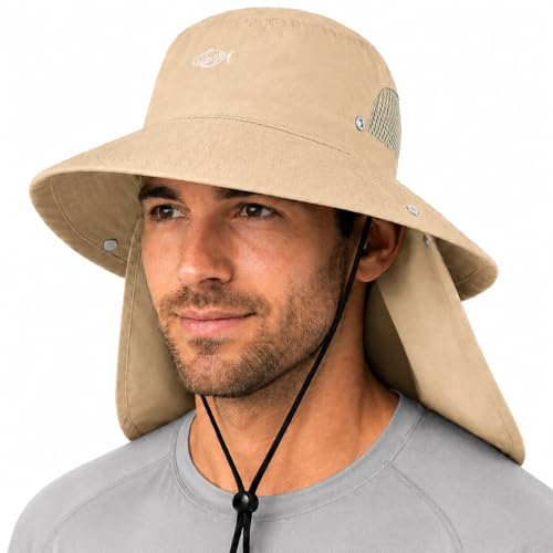 Image of Palmyth Fishing Hat with Detachable Neck Flap UPF 50+ Breathable Sun Hats