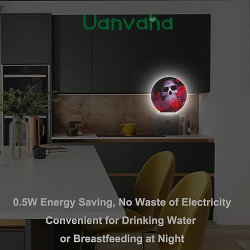Image of Red Plug-in Nightlight Spider Skull Decorative Night Light Auto Sensor Energy Efficient Dusk to Dawn LED Lighting Home Decor