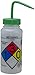 SP Bel-Art GHS Labeled Safety-Vented Methanol Wash Bottles; 500ml (16oz), Polyethylene w/Green Polypropylene Cap (Pack of 4) (F12416-0011)