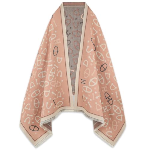 EXTREE Scarfs for Women Pashmina Silky Shawl Wrap for Evening Dressing Blanket Open Front Poncho Cape Aey-pink