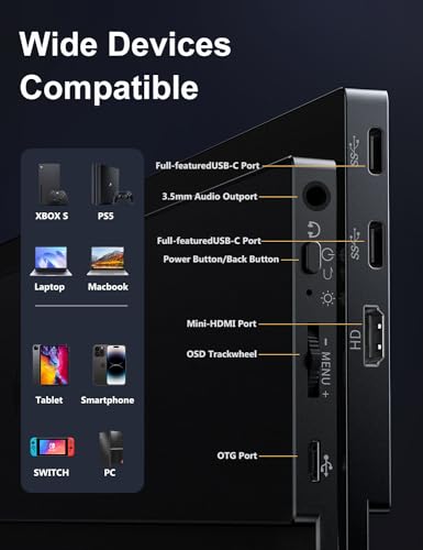 Image of MAGICRAVEN Wired Portable Monitor for Laptop, 15.6 inch Portable Monitor - 1080P FHD Second Screen for Home & Office