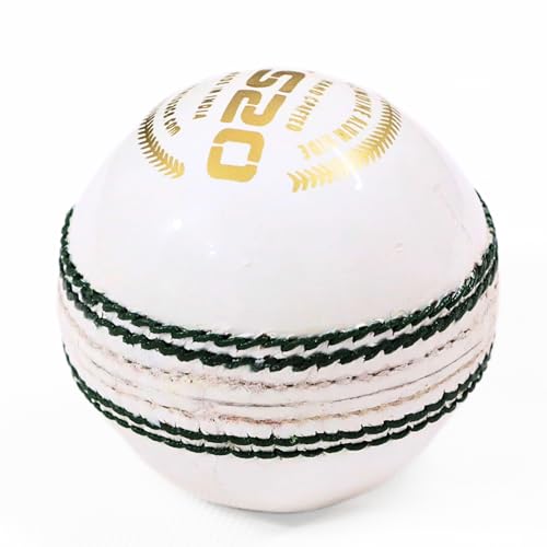 Image of KHELSPACE KS-20 Leather White Cricket Ball | Hand-Stitched | Professional Grade | Ideal for Day /Night Matches, Practice & Tournaments (1)