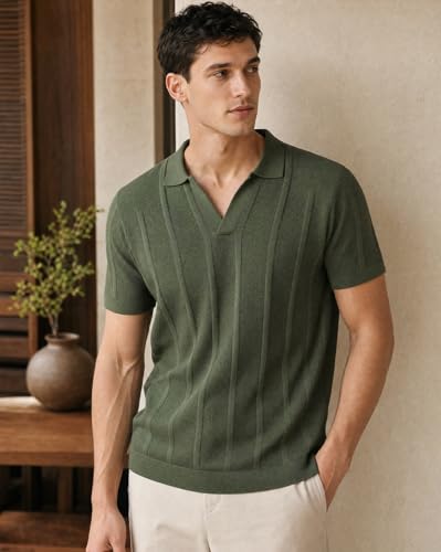 Image of NOBERO Men's Textured Polo Shirt, 100% Cotton Flat Knit, Regular Fit, Vibrant Hues, Classic Polo Collar, Soft & Breathable Casual Wear