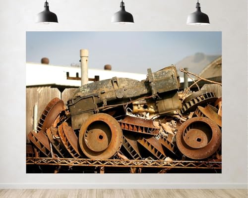 Trykid 5x5ft Scrap Metal Pile Backdrop Rusty Industrial Waste Photography Background Industrial Theme Party Birthday Event Decoration Photo Booth Prop Fabric