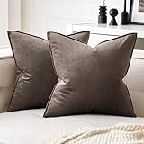MIULEE Pack of 2 Decorative Velvet Throw Pillow Cover Soft Pillowcase Solid Square Cushion Case for Sofa Bedroom Car 20x20 Inch 50x50 Cm Dark Coffee