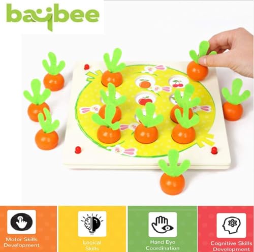Image of BAYBEE Memory Matching Puzzle Game | Educational Wooden Toys for Kids | Learning Toys for Toddlers & Preschoolers | Brain Development Toy for Baby Boys & Girls Age 3 Years and Up
