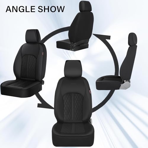 Image of Coverado Universal Leather Seat Covers Front Seats, Front Seat Covers for SUV, Pickup Truck, Sedan, Automotive Vehicle Interior, Waterproof and Durable All Weather Protector,Black