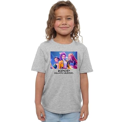 K-Pop Demon Hunters Heroic Huntrix Huntr/X Kids T Shirt, White Camiseta, Gris, 12-13 años Unisex niños | Ya disponible en tu tienda friki favorita! En mundofriki.es!