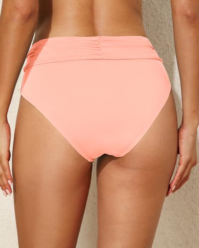 Image of Tempt Me Women Mid Rise Bikini Bottoms Full Coverage Swimsuit Ruched Scrunch Swim Bottom