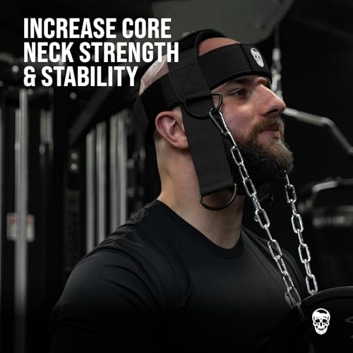 Image of Gymreapers Neck Harness Increase Neck Strength and Reduce Neck Pain - Neck Trainer with 29 inch Heavy Duty Steel Chain Adjustable Neoprene Strap Neck Training Harness for Gym & Home Use