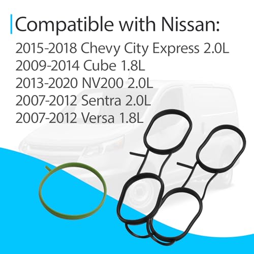 Image of MS97038 Intake Manifold Gasket Set Compatible with 2013-2020 Nissan NV200, 2009-2014 Cube, 2007-2012 Sentra, 2007-2012 Versa, 2015-2018 Chevy City Express Replace 037-6179, 13220700, 220521