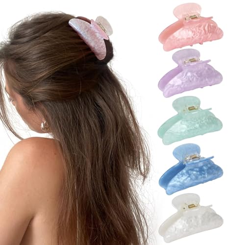 Cosblisvia 5 pièces pinces à cheveux femmes acrylique 8,5 CM accessoires capillaires élégants pour adolescentes jeunes femmes mères soins de la peau...