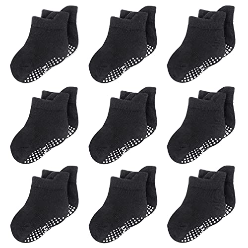 Image of Infinicare Non-Slip Grip Baby Socks - Anti Skid Infant Baby Ankle Socks Low Cut for Infants Toddlers Kids Girls Boys