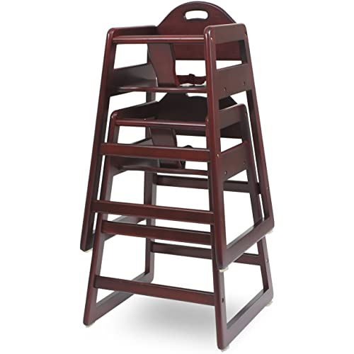 Image of Wooden High Chair for Baby & Toddler - Restaurant-Style Stackable HighChair with Commercial Grade Solid Wood for Dining Table & Kitchen - Compact & Portable Design for Home & Restaurant Use - Cherry