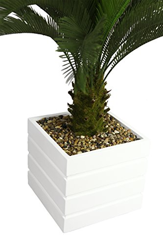 Vintage Home Green Emerald Artificial Faux Palm Tree With Fiberstone Planter For Home Decor, 54", White #TOP2