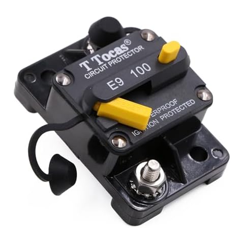 T Tocas 100A Amp Circuit Breaker for Boat Trolling Motor Marine ATV Vehicles Stereo Audio Battery Solar System with Manual Reset Switcher 100 amp Waterproof DC 12V-48V (100A) Cover
