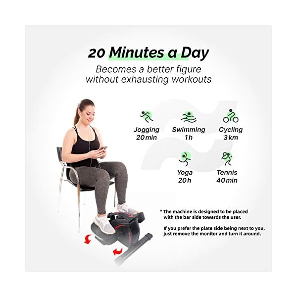 Leasbar Under Desk Elliptical Exercise Machine Mini Exercise Bike Cycle for Home Office Workout Exercise Equipment Pedal Exerciser Adjustable Resistance with Monitor 30dB Ultra Quiet