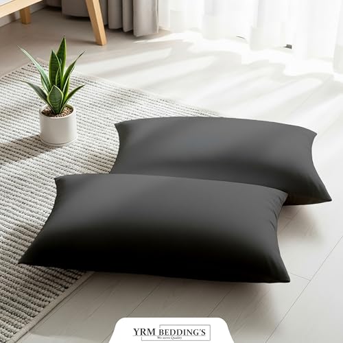Image of YRM Bedding's - Egyptian Cotton 600TC Pillow Cover | Premium Pillowcases | Luxury Bedding-Export Collection | High Thread Count Durable & Breathable Covers - Dark Grey | [21''x30''] Inches
