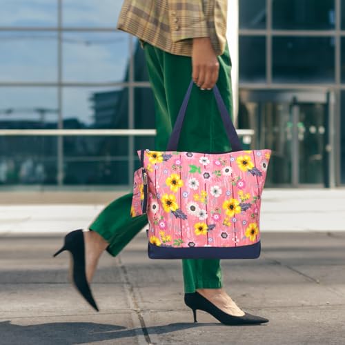 Image of NGIL Medium Top Zipper Closure Canvas Tote Bag with Attached Matching Coin Purse For Moms and Nurses