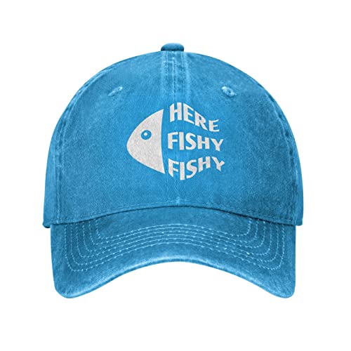 QVXHKP Funny Fishing Hat for Men - Here Fishy Fishy Baseball Cap