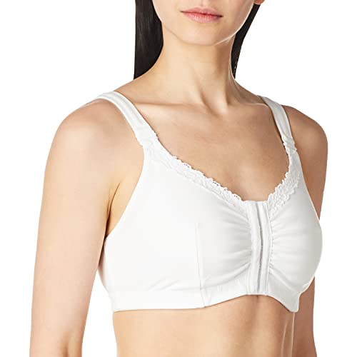 Amoena Women's Hannah Front Closure Wire Free Comfort Bra,White,Large C/D (40/42) #TOP1