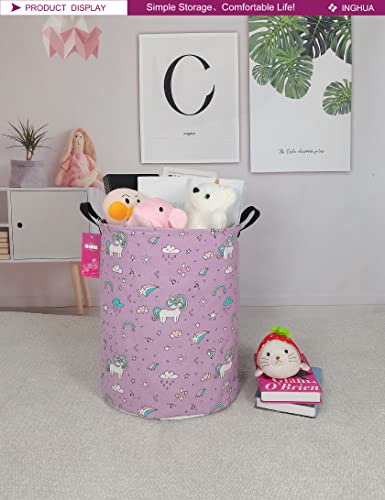 Image of Unicorn Laundry Hamper Large Canvas Fabric Storage Basket