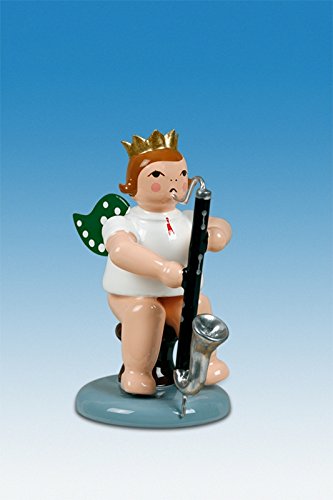 Ange musicien clarinette basse bois véritable 6cm pour collection durable