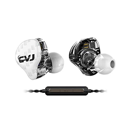 CVJ CSA IEM, in-Ear Earphone with Faceplate Resin Cavity in Ear Monitor, Wired IEM Earphone HiFi Stereo Bass in Ear Hearphone,Ultra Clear Sound Earbuds Dual Magnetic DD and 1BA(White with mic)