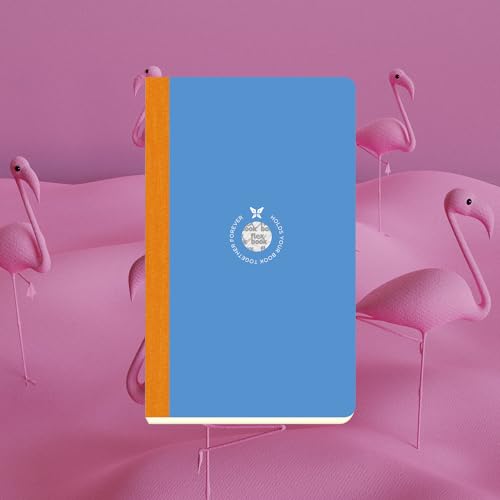 Image of flexbook Smartbook Notebook Ruled Blue | Medium | 13x21cm - A5 (Minus) | 160 pages | 70gsm Fabriano Ivory Paper | Colorful Eco Paper Cover | with Orange linen spine