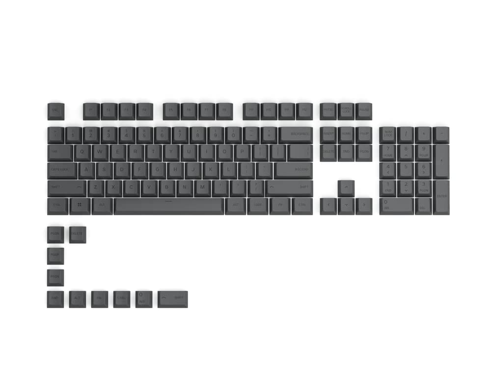 GLORIOUS Gaming 115x GPBT Keycaps - Cherry Profile, Super Durable PBT Plastic, Eye Catching Aesthetics, Superior Sound, Original Typeface, Spanish Layout - Black Ash