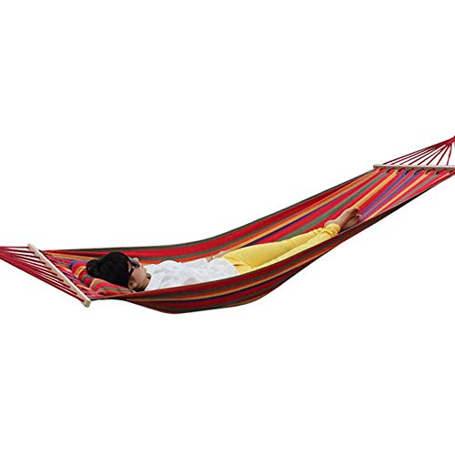 COOCLE Double Camping Hammock 2 Person, Quilted Fabric Hammock with Pillow, Hardwood Spreader
