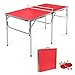 DREAMADE Tavolo da Ping Pong Pieghevole e Portatile con Rete, 4 Palline e 2 Racchette per Esterno e Interni, 152x76x76 cm, Rosso