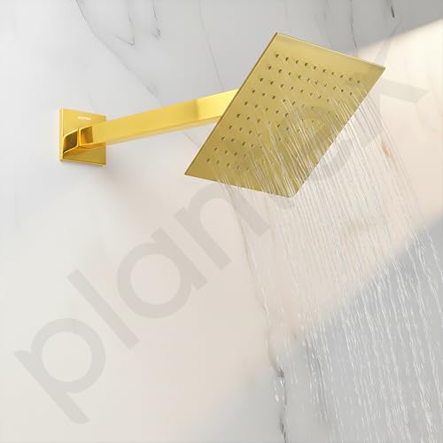 Image of Plantex 14-Inch Shower Arm for Overhead Shower /Stainless Steel Shower Pipe /Wall Mount Bathroom Fitting with -Inch Thread - Pack of 1 (PVD Gold)