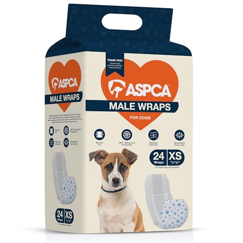 Image of ASPCA Disposable Male Dog Diapers, Leak-Proof Dog Wraps with Wetness Indicator, Adjustable Fit for Training & Incontinence, 24 Count
