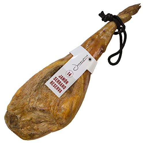 Jamonprive Serrano Schinken Reserva + Schinkenhalter + Messer 6.2 - 6.8 Kg - Spanischer Schinken