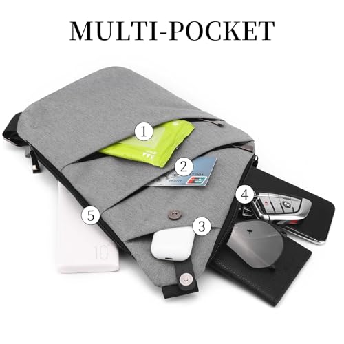 Image of Anti Theft Crossbody Bag,Sling Bag for Women Men,Multi-pocket Chest Shoulder Bag for Travel, Sport, Work
