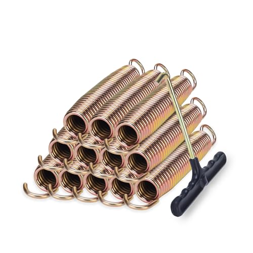 LOIUO Trampoline Springs Replacement 3.5" to 8.5" Galvanized Steel Heavy Duty High Tensile Universal Trampoline Accessories with T-Hook Tool, 12 to 48 Pack