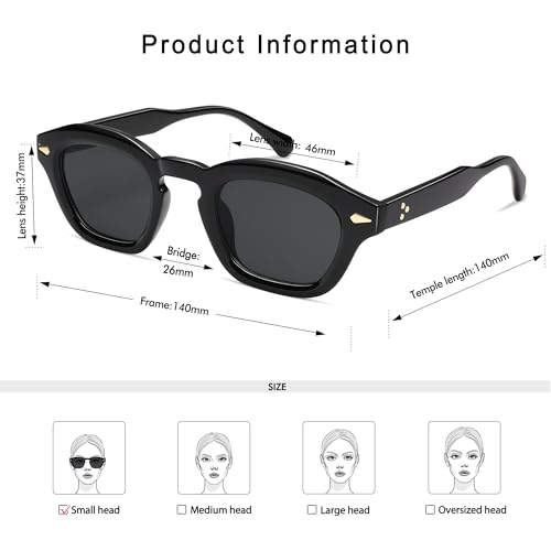 Image of Appassal Small Retro Square Sunglasses for Women Mens Rectangle Sunnies AP3680
