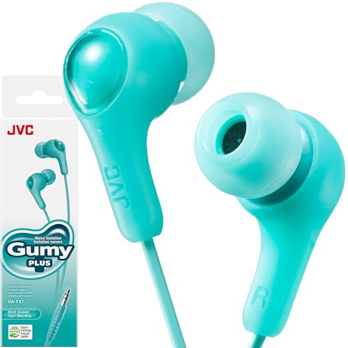 JVC Gumy in Ear Earbud Headphones with Paper Package, Powerful Sound, Comfortable and Secure Fit, Silicone Ear Pieces S/M/L - HAFX7GN (Green)