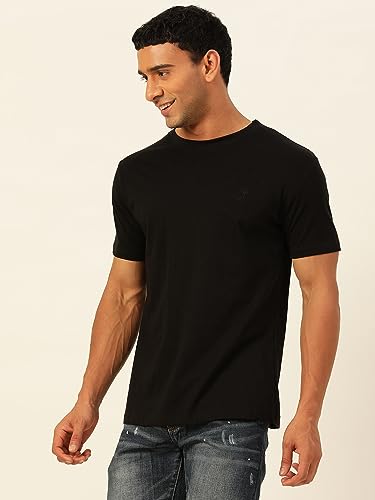 Image of Solid Soft Cloth Round Neck Cotton Relaxed Fit T Shirt