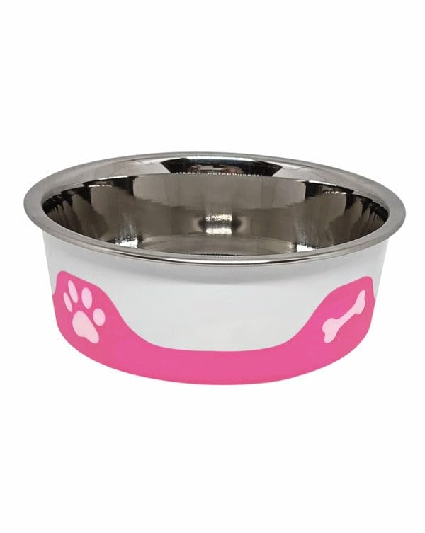 The Buffalo Co. ThermaCool Dog Bowl, Stainless Steel, Food & Water Container, 4-Layer Thermal Insulation, All Breeds, Multiple colours, 240ml-1.8L Sizes (Hot Pink, XL-1.8L)