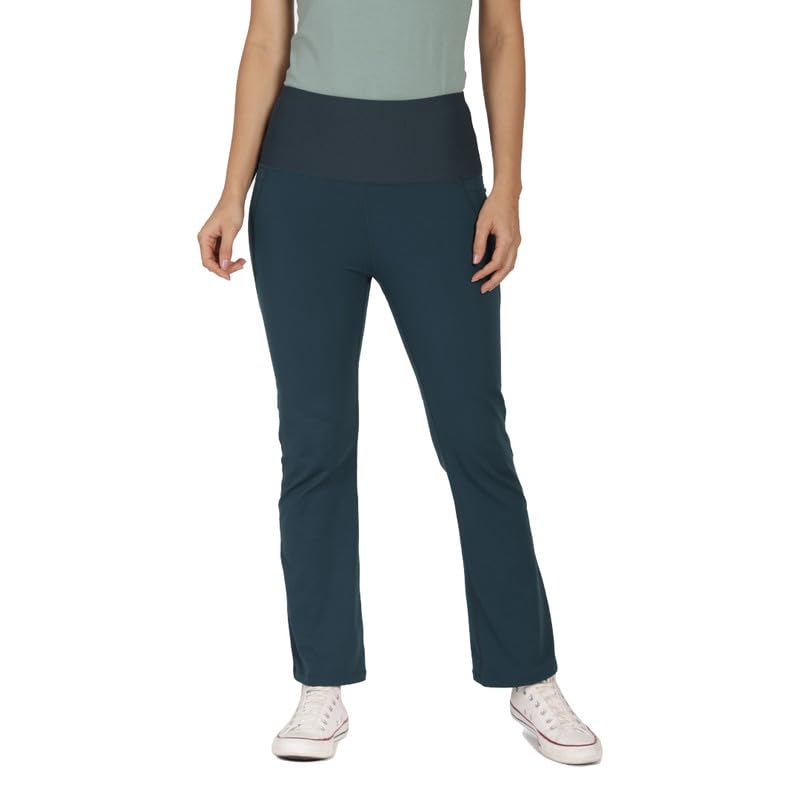 Image of BlissClub Ultimate Flare Pants for Women Upto 5'4 ft | Ribbed Waistband, 4 Pockets | High Waist Trousers and Formal Pants for Office wear