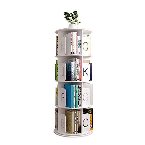 MOM Home Storage ShelvesOffice Furniture Stands Rotating Bookshelf 360 Degree Bookcase Alphabet Board Round Turntable Floor-Standing Stainless Steel Link Bedroom Space Saving HoldersRound Letter 4