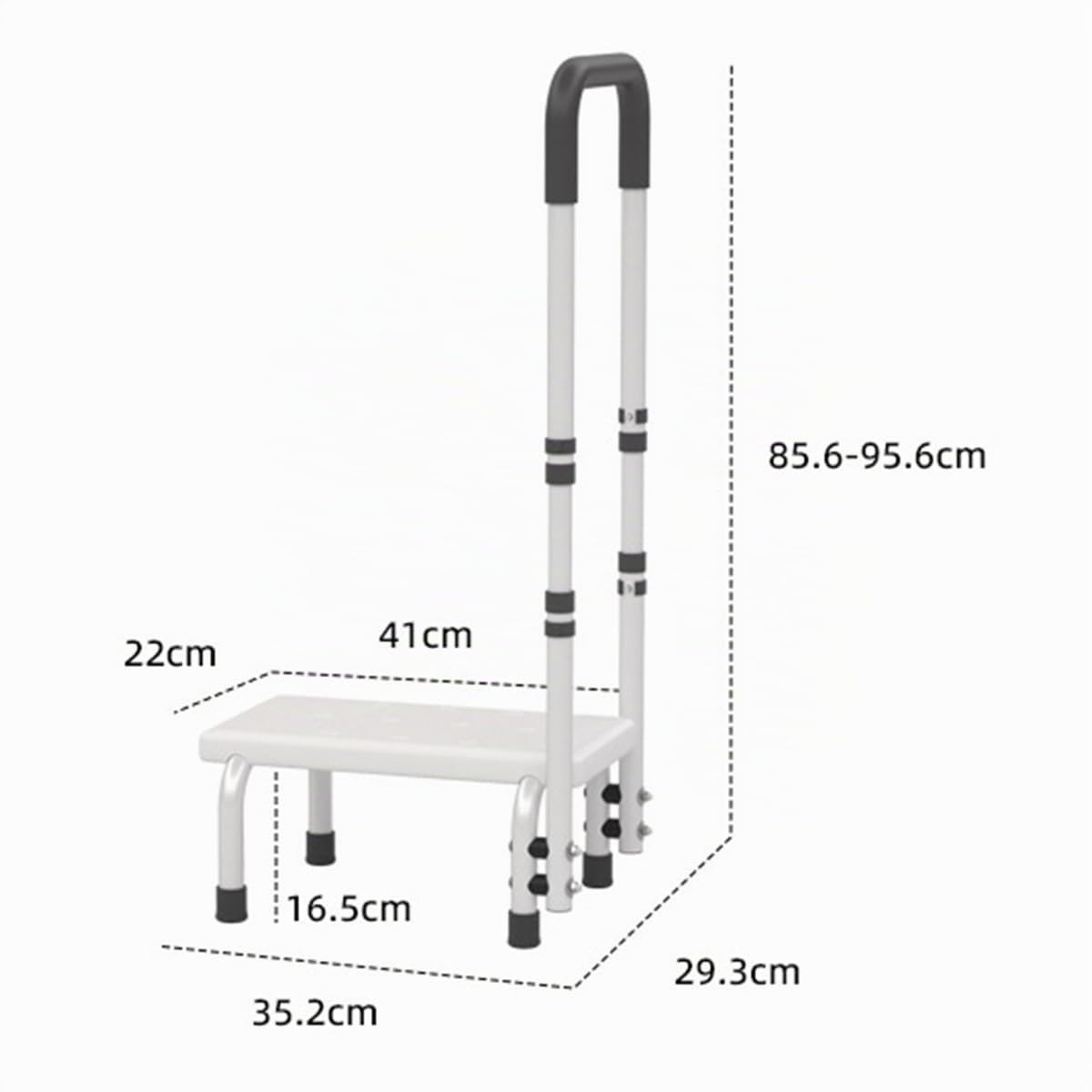Badewannenstufe mit Haltegriff, Belastbarkeit bis 180KG | 5-Gang-Höhenverstellung, Einstiegshilfe für Senioren, Fußhocker für Bett, Küche, Badewanne