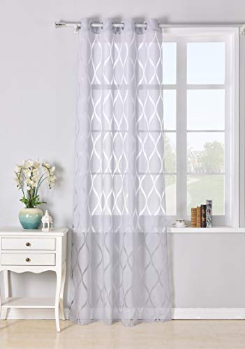 Cortina con 8 ollao translucida de 140x260 para salón, habitación y 