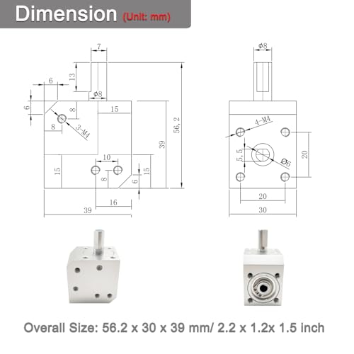 Image of 1:1 Mini Right Angle Gearbox for 37mm Diameter DC Motor 1M 20T 6mm Bore Input 90 Degree Gearbox