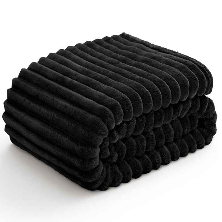 De Lavish Throw Soft Fleece Fluffy Warm Cosy Bed Throw for Sofa and Bed For Winter and Summer (Black, Medium 150x200 cm)