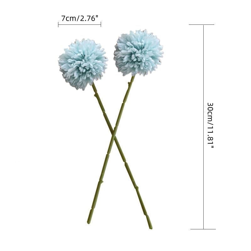 Homyu Artificial Chrysanthemum Ball Flowers Bouquet 10pcs Present for Important People Glorious Moral for Home Office Coffee House Parties and Wedding Blue