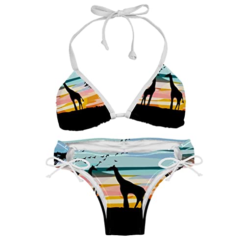 Maillot de bain bikini Acacia et Girafes ensemble de plage multicolore pour femmes